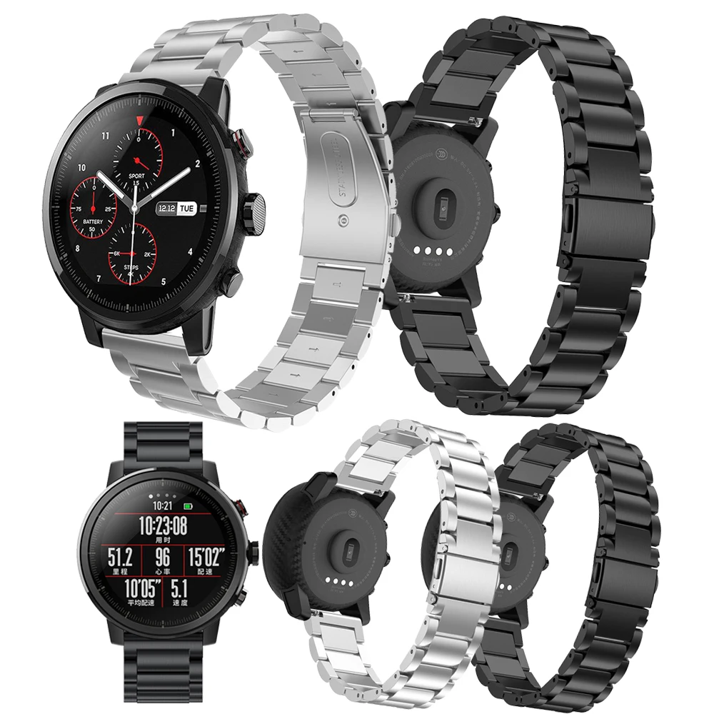 22 мм ремешок из нержавеющей стали для Xiaomi Huami Amazfit Pace Stratos 2/2S часы браслет Миланская петля магнитный ремешок браслет