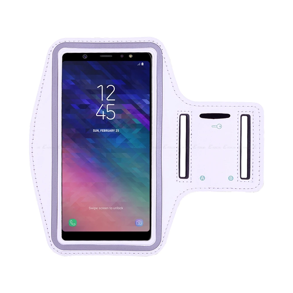 Белый Чехол на руку для samsung Galaxy A50 A30 A10 A3 A5 A7 A6 A8 Plus A2 Core A9 спортивная сумка для телефона - Цвет: Белый