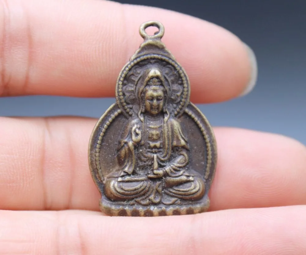 4 см Тибет Чистая Бронза Медь Кван-Инь Гуаньинь Будда Бодхисаттва амулет кулон |