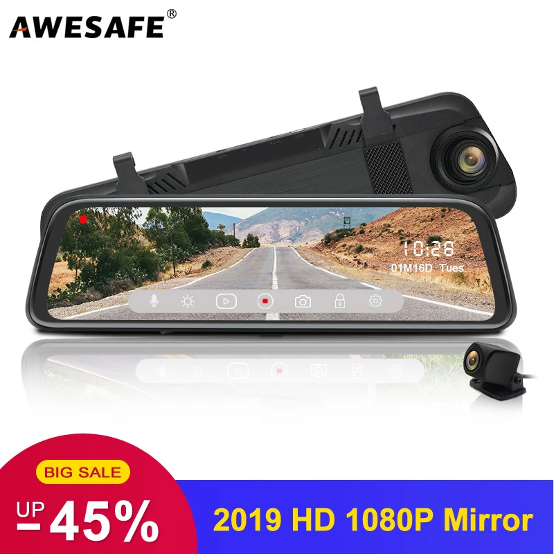 AWESAFE Новая задняя камера 1080P Автомобильный видеорегистратор двойной объектив DVR 10