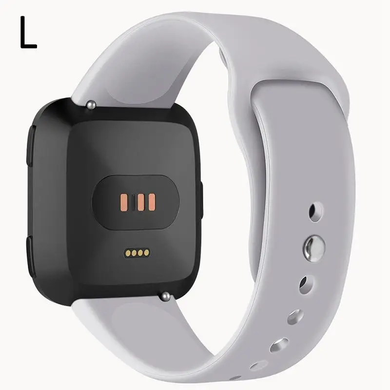 Gray Сменный спортивный ремешок для Fitbit Versa/Versa Lite Edition из нержавеющей стали/мягкий силиконовый ремешок для наручных часов размера S/L для фитнес-часов - Цвет: Gray