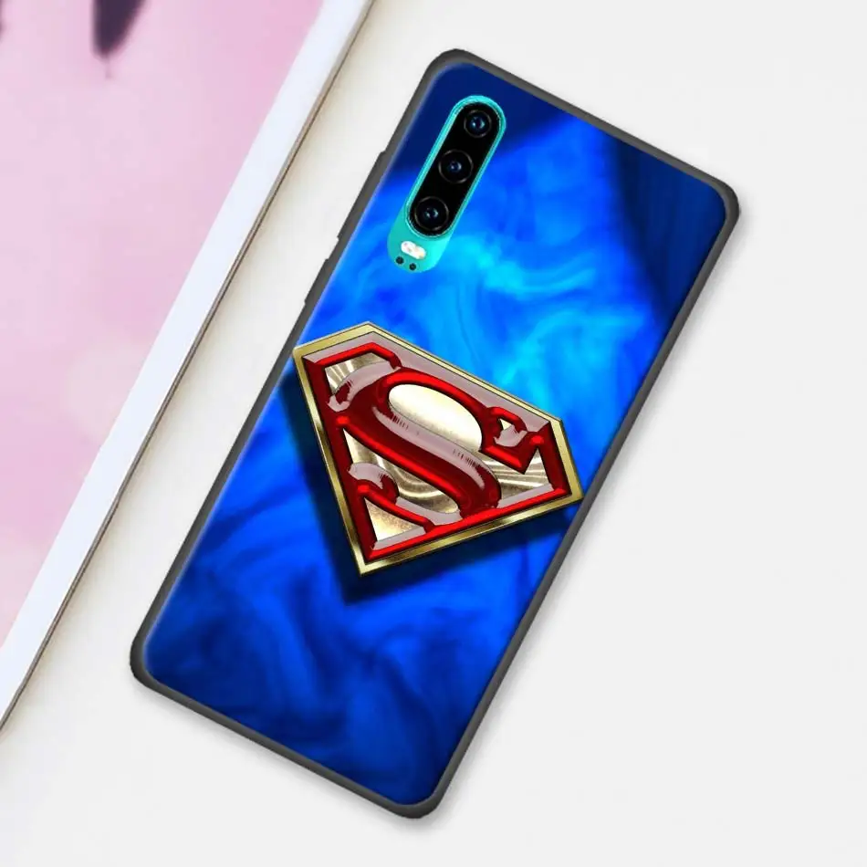 Черный чехол с логотипом Marvel СУПЕРМЕНА для huawei P30 20 Pro P10 P20 P30 Lite mate 10 20 Lite P Smart Plus чехол