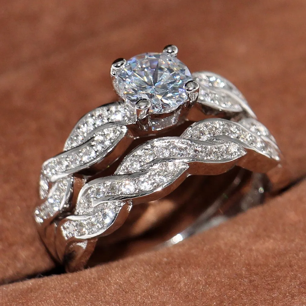 

Прямая поставка, Лидер продаж, модное ювелирное изделие с белым золотом, круглым фианитом 5A, женское свадебное кольцо с кубическим цирконие...