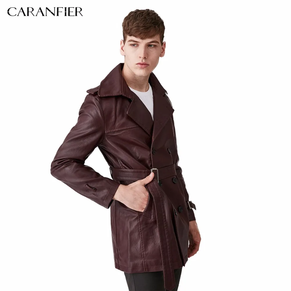 CARANFIER классические модные Для мужчин длинный плащ пальто куртка мотоцикла Винтаж