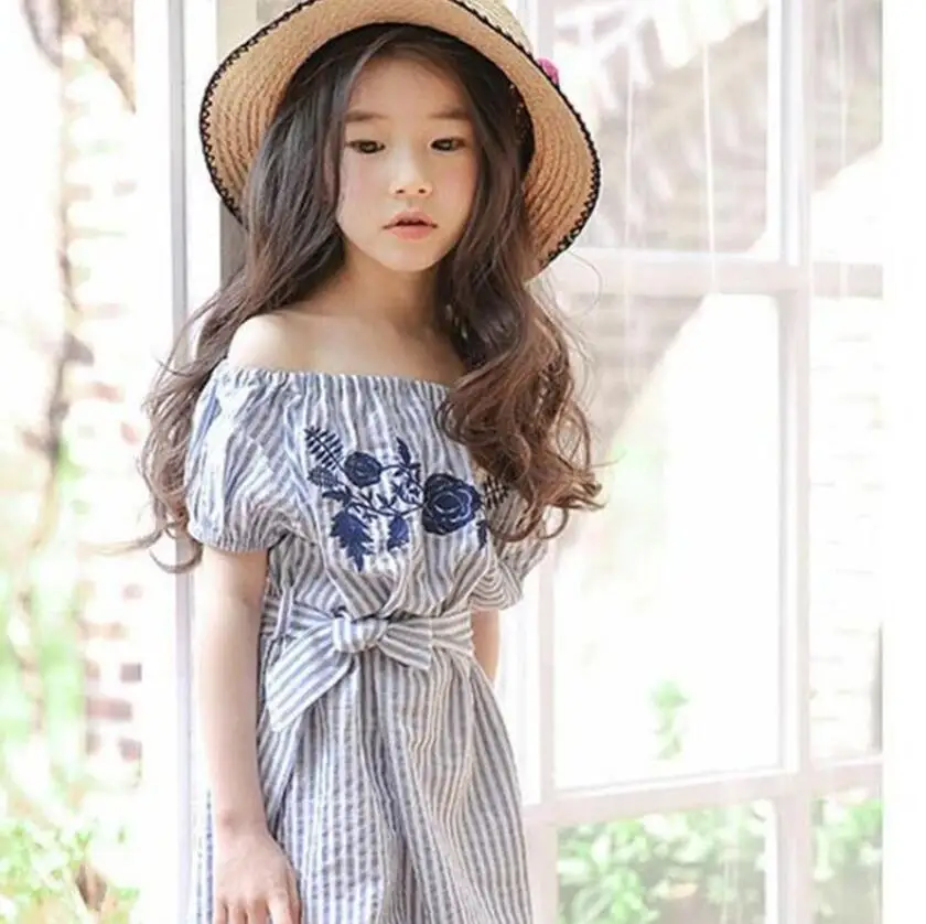 2017 New Kids Baby Embroidery Striped Bow Dresses Princess Girls Elegant Clothes 6 pcs/lot Wholesale | Детская одежда и обувь