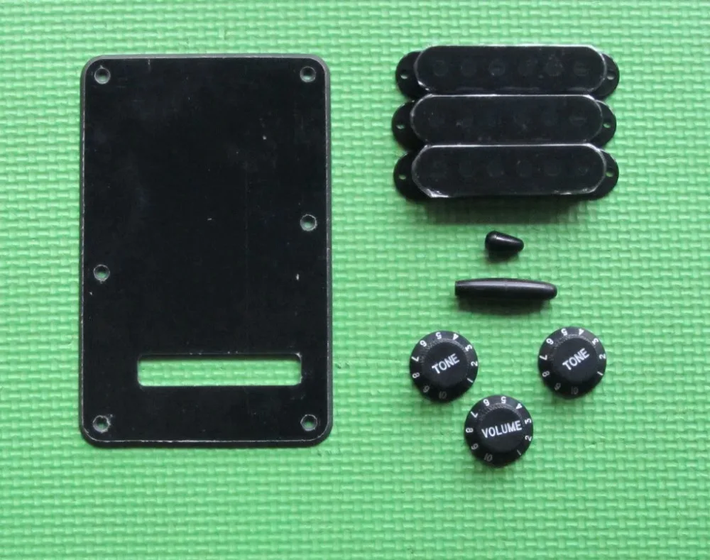 Черные крышки звукоснимателя KAISH ST с креплением, ручки и наконечники, 1 слой.