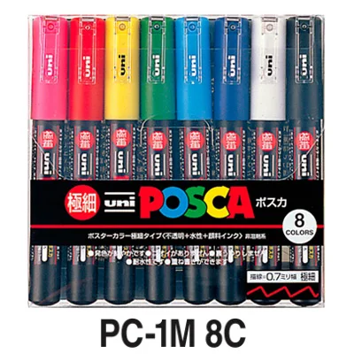 PC-1M 8C Mitsubishi UNI Posca PC-1M маркер Сверхтонкий наконечник пули 0,7 мм водостойкая ручка для письма краски для рекламы, постера, поп, CD - Цвет: PC-1M 8C