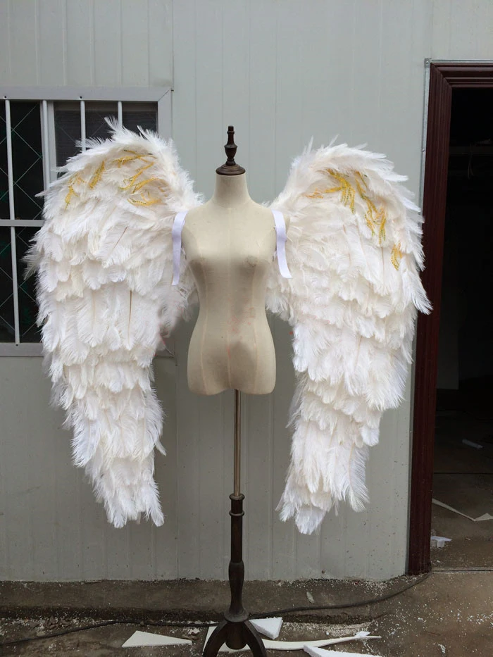 Косплей страусиное белое перо крыло ангела для модного шоу дисплеи Свадебная