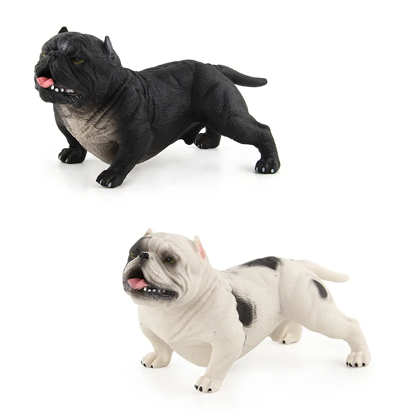 

Really rare pet shop toy action standing collection short hair white black orange tiger Bully dog colli toys for children
