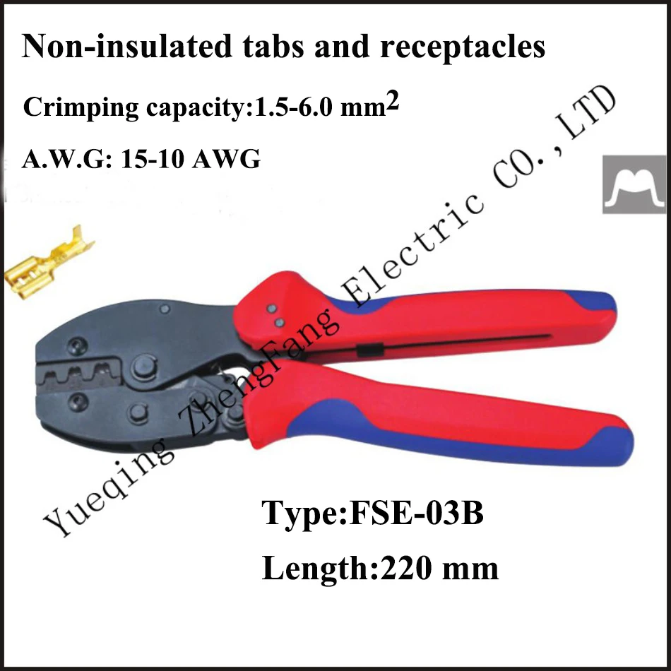 

pliers Hand tools ratchet crimping plier european style Non-insulated tabs and receptacles FSE-03B AWG15-10 Length 220mm