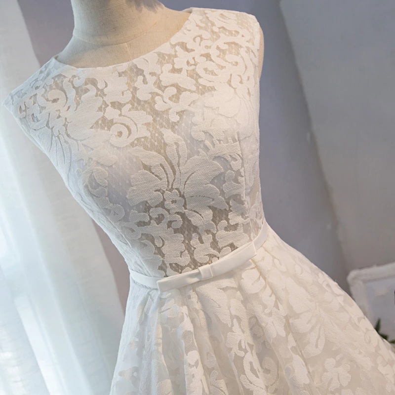 Сладкий кот маленьких Белое платье Кружева Vestidos De Festa плиссе-line мини-платья