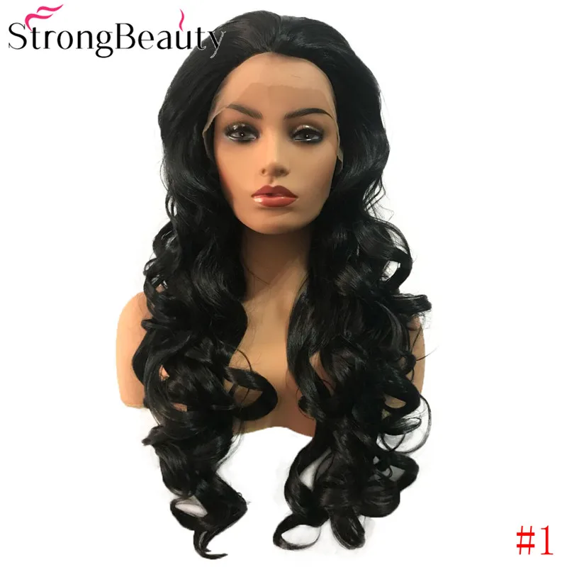 StrongBeauty синтетический парик с длинными кудрявыми волосами, натуральные парики, черный/коричневый/клубника/блонд, термостойкие волокна, Косплей парики