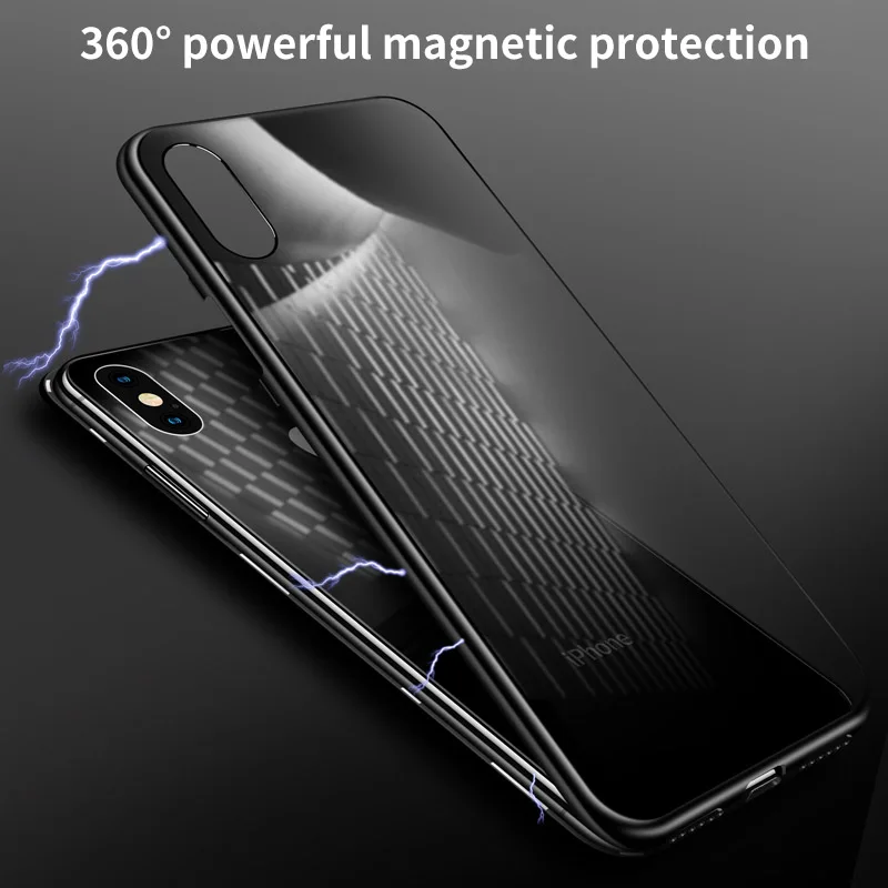 KINBOM 360 чехол для телефона iPhone XR X XS Max 5S с магнитной адсорбцией металлический 7 8 6S Plus
