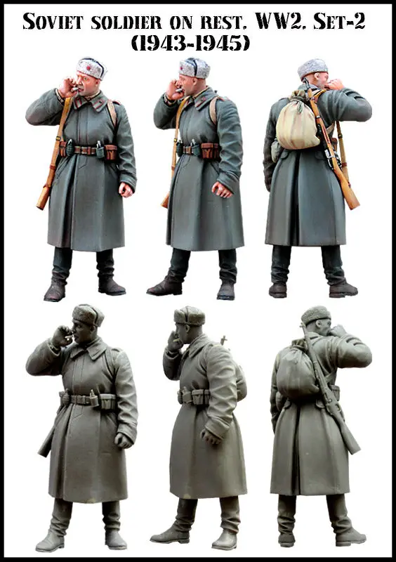 Советский солдат на отдых WW2 набор 2 -1943 1945 1/35 моделей из смолы soviet soldier resin model | Отзывы и видеообзор