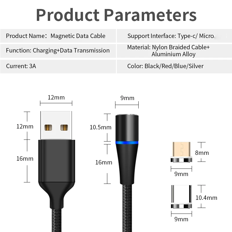 Магнитный USB кабель для Micro USB и type C супер зарядное устройство для huawei 3A Быстрая зарядка магнит зарядное устройство Micro USB usb c шнур для Xiaomi