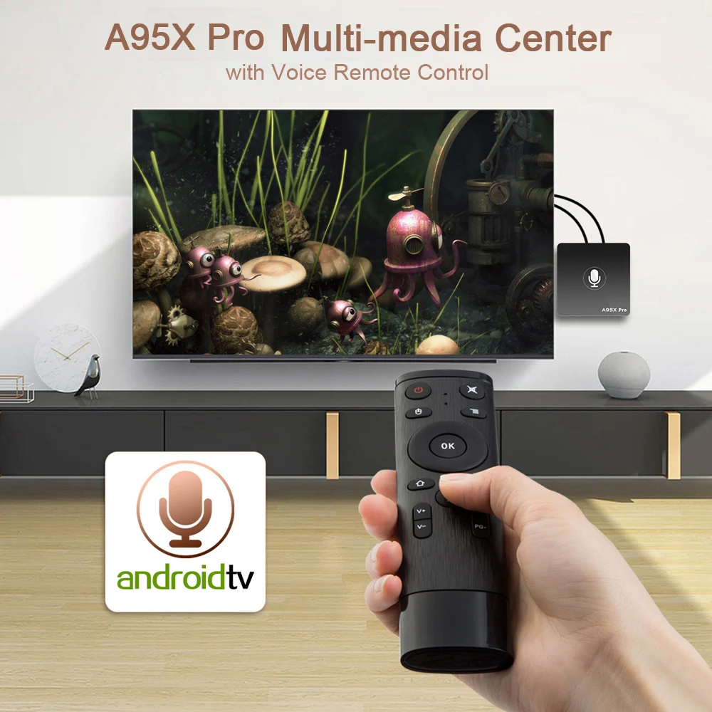 A95X Pro Android 7,1 ТВ приставка четырехъядерный Amlogic S905W H.265 2 Гб 16 Гб 2,4 ГГц WiFi 4K HD медиаплеер Голосовое управление Смарт ТВ приставка