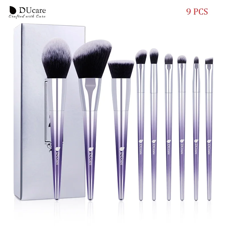 DUcare 9/17 шт. Профессиональные кисти для макияжа, набор кистей для макияжа с деревянной основой тени для век Румяна Косметическая Кисть для макияжа бровей на нашем сайте! кисти для макияжа инструмент - Handle Color: 9 PCS