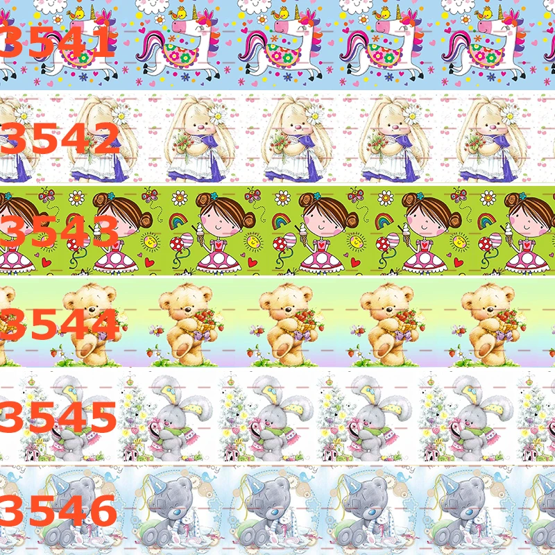 10 ярдов Различные размеры лента в рубчик с мультяшным медведем принтом baby