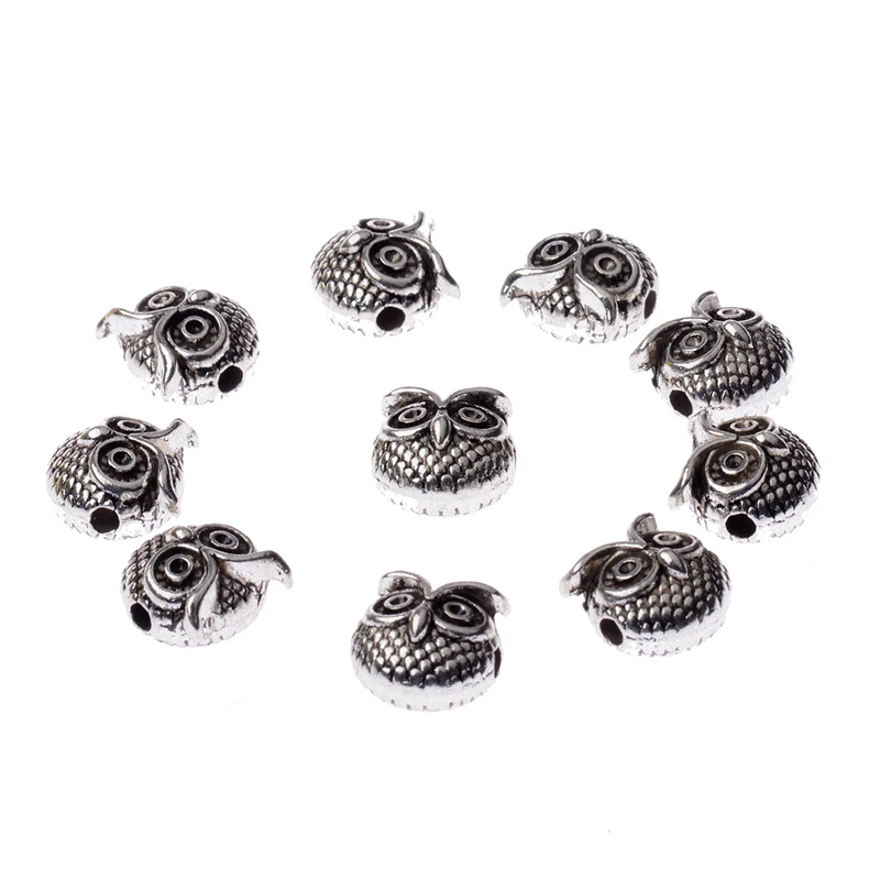 10 штук в лоте Очаровательные бусы из сплава сова золотого цвета форма ручной