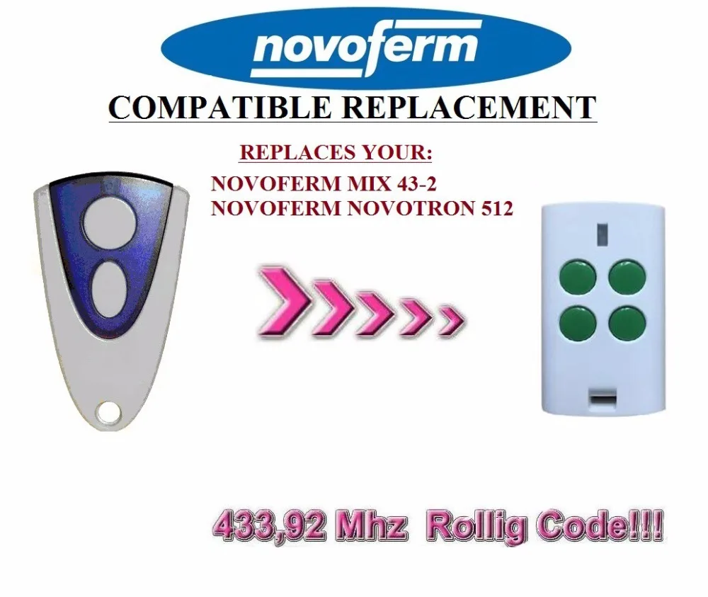 Мультипульт для NOVOFERM NOVOTRON 504 MAX43-4 433 92mhz непрерывный код | Электроника