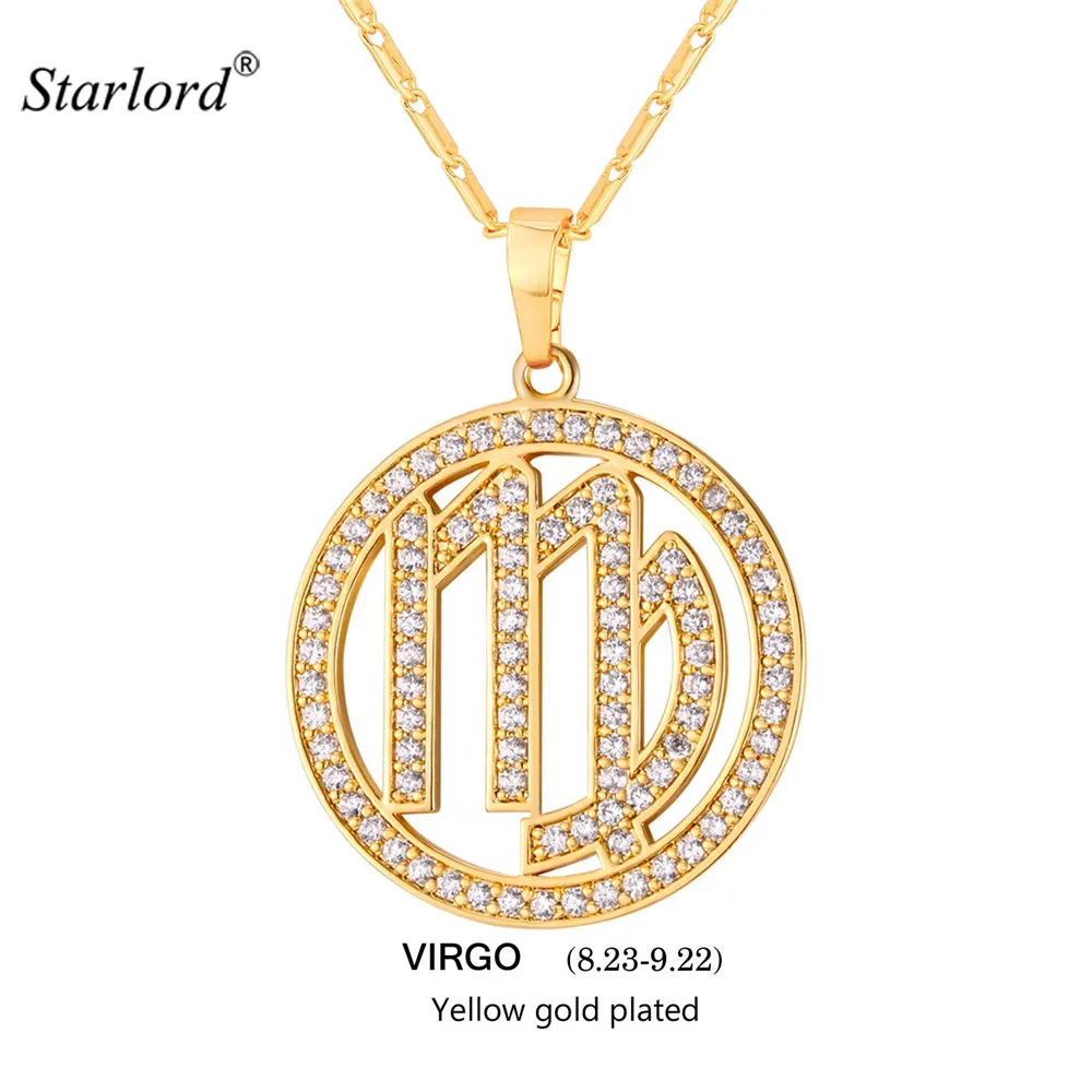 

2017 Zodiac Charms VIRGO Pendant Necklace Simple Design Jewelry Gift Rhinestone Gold/Silver Color Necklace For Men/Women P2508