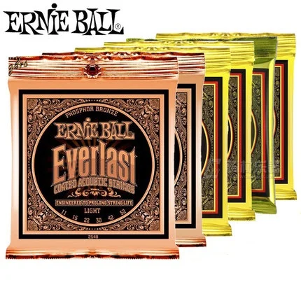 Ernie Ball Ever-последнее покрытие ФОСФОРНЫЕ бронзовые для акустической гитары струны 2548 2550 2554 2556 2558 2560