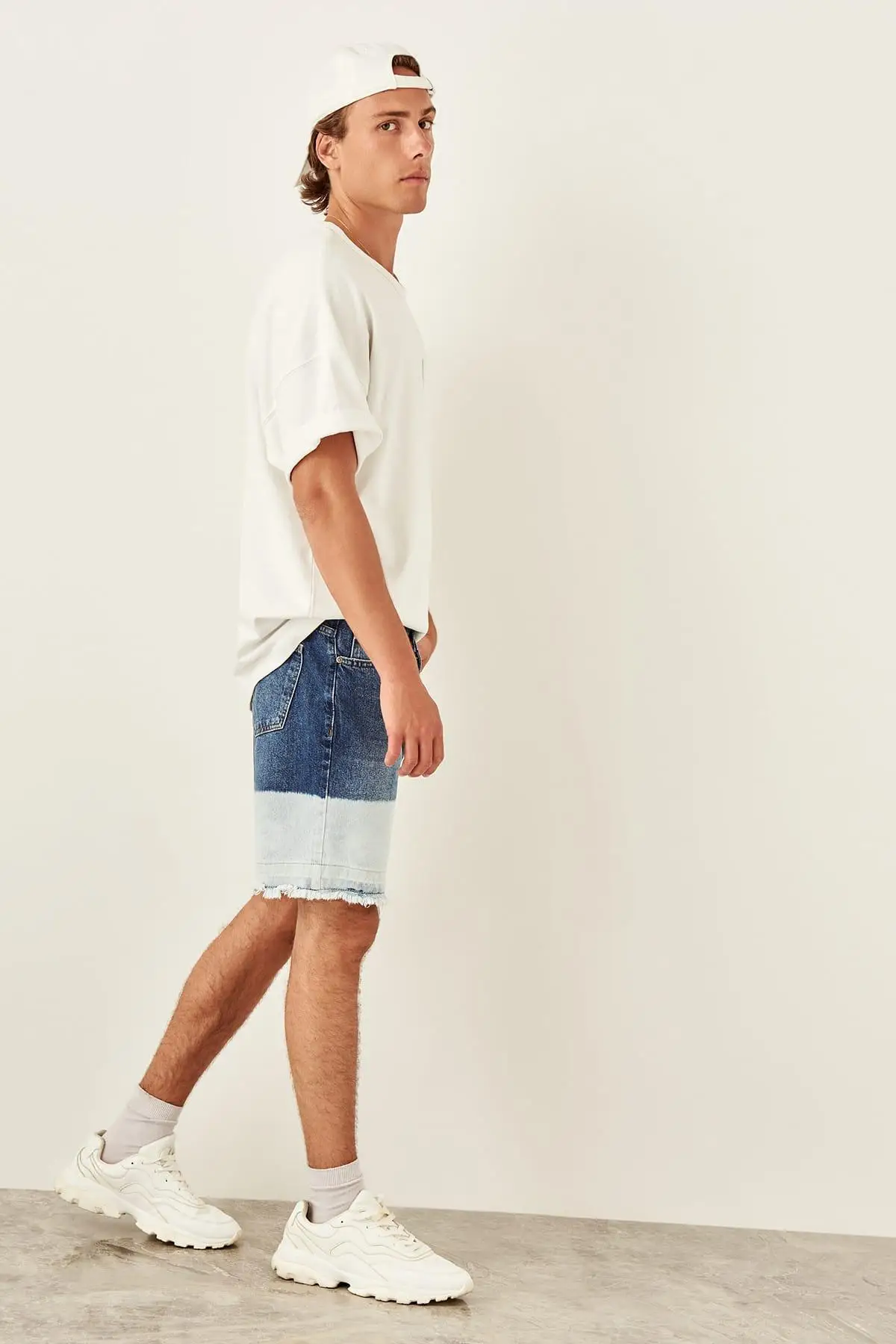 Trendyol Индиго мужчины батик мыть деним новые шорты TMNSS19SR0003 | Мужская одежда