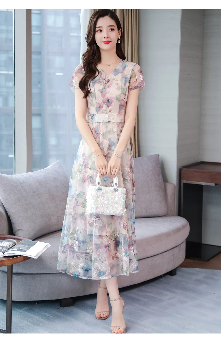 Элегантные цветочные шифоновые Boho летние миди-платья винтажные 3XL плюс размер пляжный Макси-сарафан с принтом женские облегающие вечерние платья