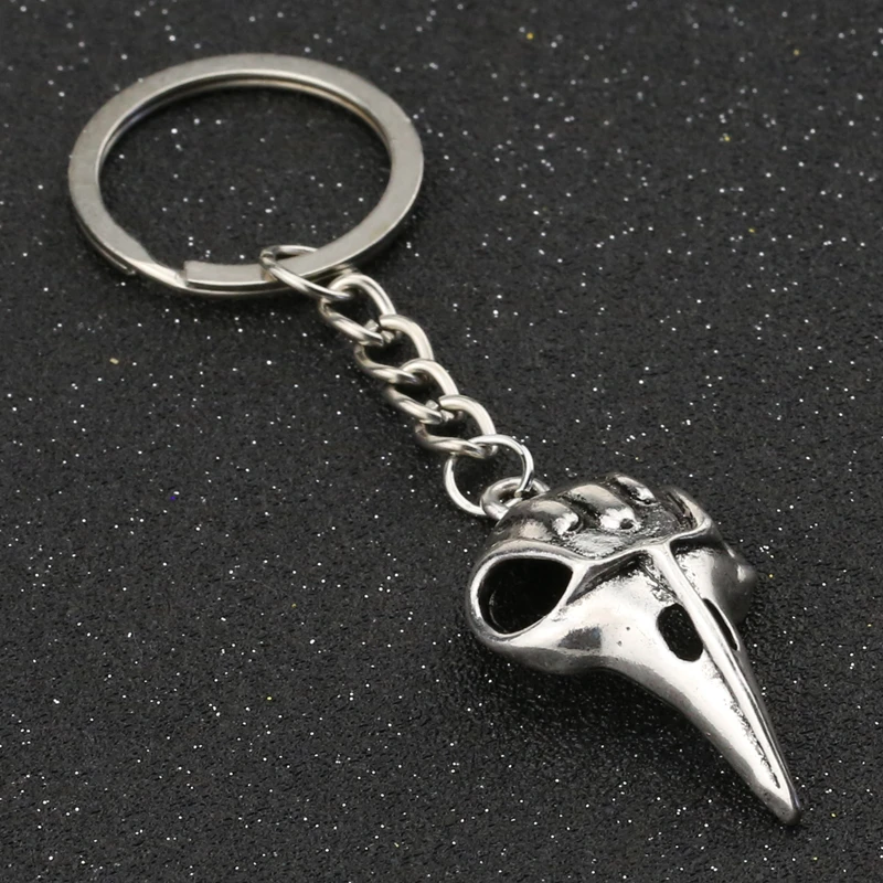 Ворон Череп брелок птица ворона Винтажное кольцо в стиле ретро стимпанк викингов