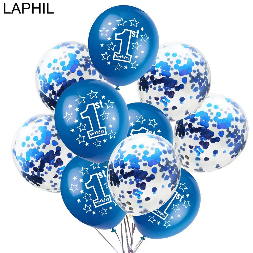 LAPHIL Baby Shower, 10 шт., голубые, розовые латексные шары для малышей, первый день рождения, украшение для вечеринки, Детские конфетти, воздушные шары, 1st вечерние принадлежности