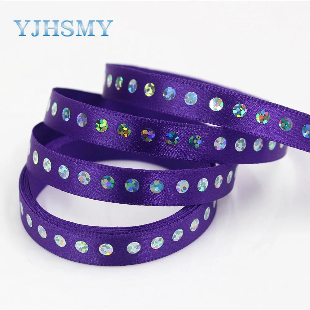 YJHSMY D-18411-608 2 ярда 10 мм чистая лента Белая с блестками свадебные аксессуары DIY