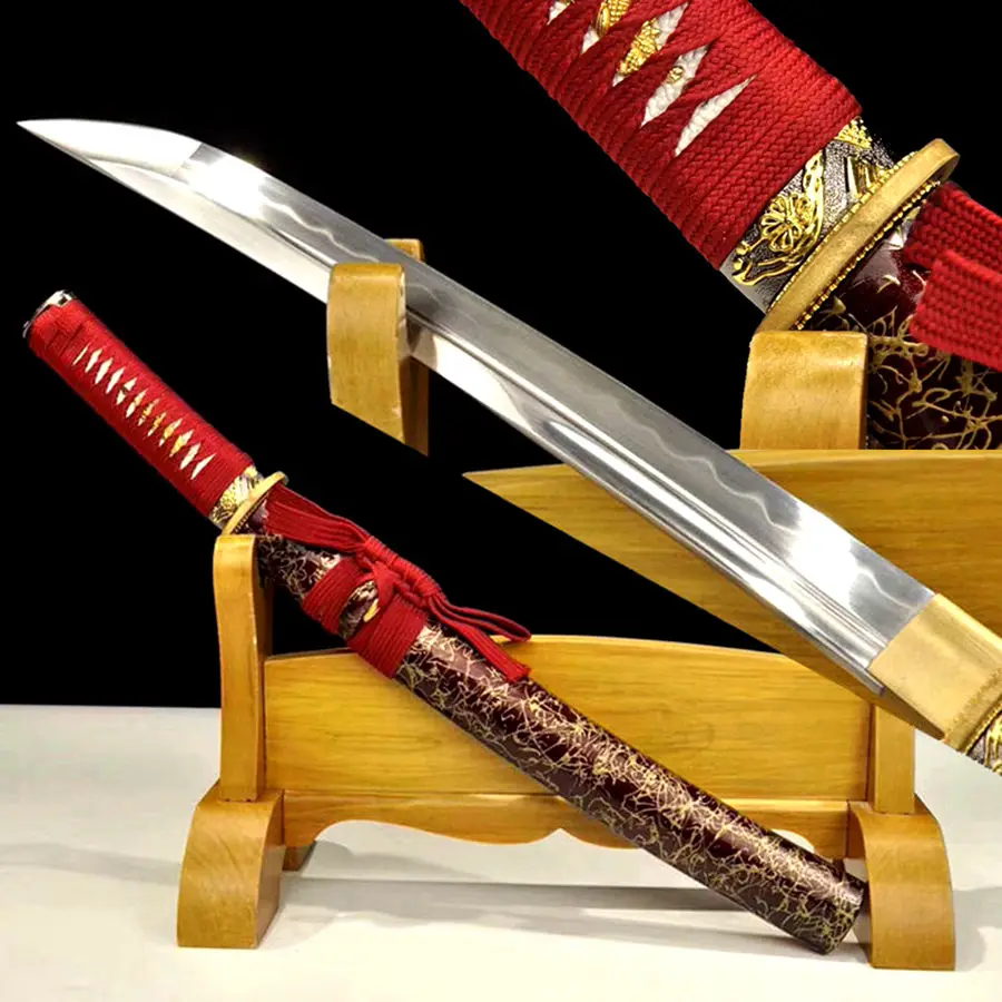 Японский меч Танто ручной работы Wakizashi Катана ГЛИНА ЗАКАЛЕННОЕ T10 сталь полное