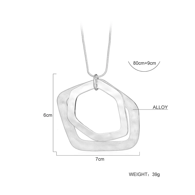 Shineland Punk Unisex Big Chunky Necklace Alloy Chain Silver Color Geometric Hollow Pendant Statement Bijoux for Women Men Gift | Украшения