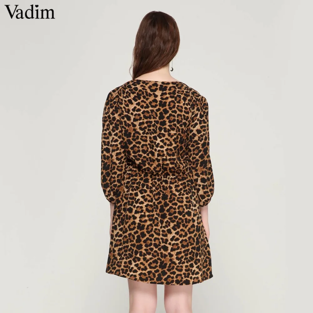 Милые женские шикарные платья с v-образным вырезом и леопардовым узором