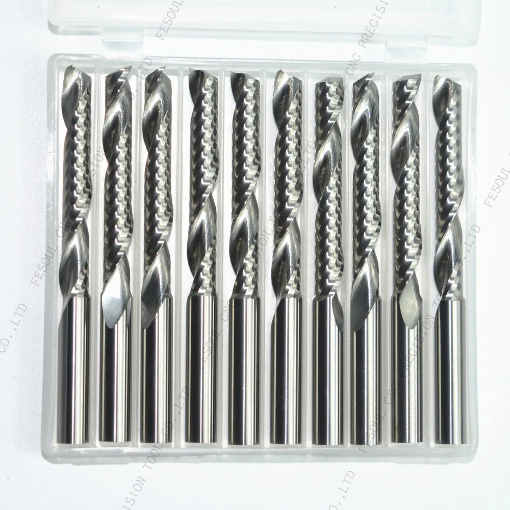 10PCS-6mm* 42 мм, твердый карбид cnc Концевая фреза, Концевая фреза для деревообработки, 1 Флейта Спираль Фрезы, фрезы по дереву, ПВХ фреза