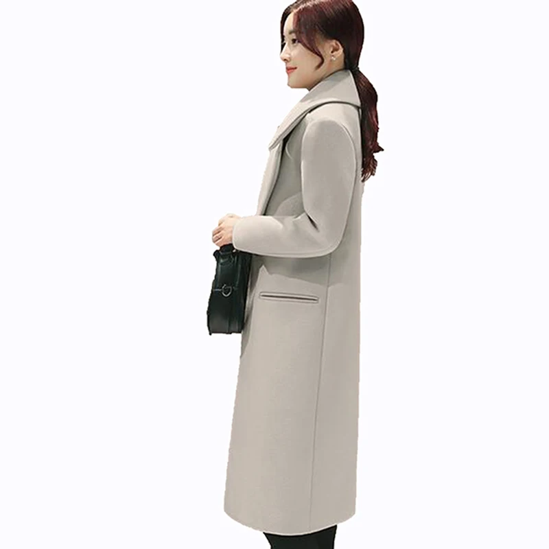 2017 модное женское шерстяное пальто высокое качество чистый цвет кокон с длинным