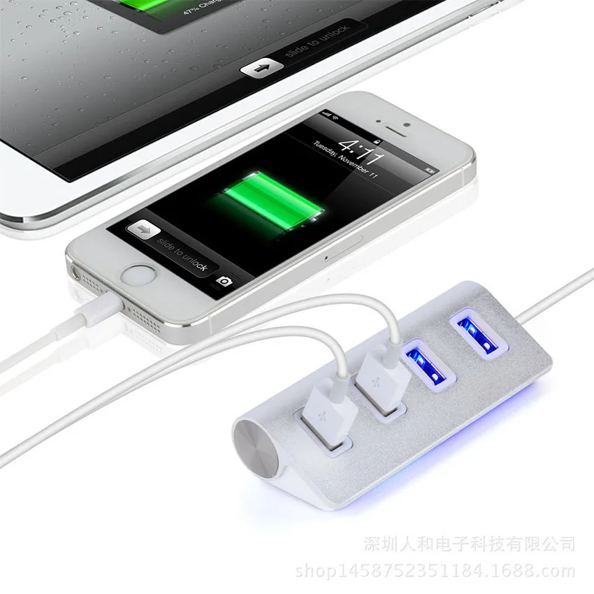 Алюминиевый мини 4 порта USB концентратор Высокоскоростной 2 0 порт портативный