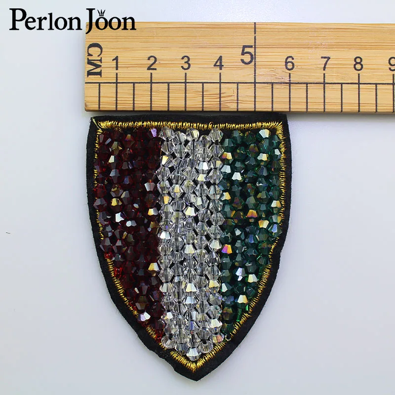 1pcs Handmade crystal beaded Patches Brooch Epaulette DIY sew on clothing decoration rhinestone sequins applique shoes SG009 | Дом и сад