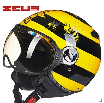 ZEUS бренд 210C мотоциклетный шлем, шлем с открытым лицом, ретро-шлем для мотокросса, солнцезащитный козырек, Casco Capacete - Цвет: Yellow Bee
