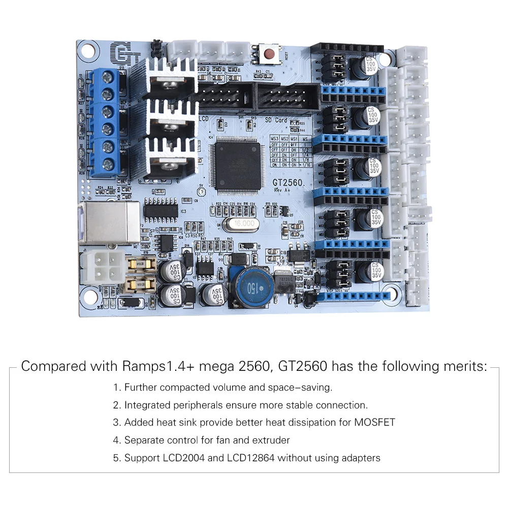Запасная плата контроллера 3D принтера GT2560 Mega 2560 + Ultimaker/ Ramps 1 4 для Geeetech|Детали и