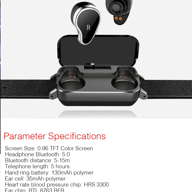 T89 Dual Bluetooth 5 0 TWS наушники умный браслет устройство слежения за кровяным давлением