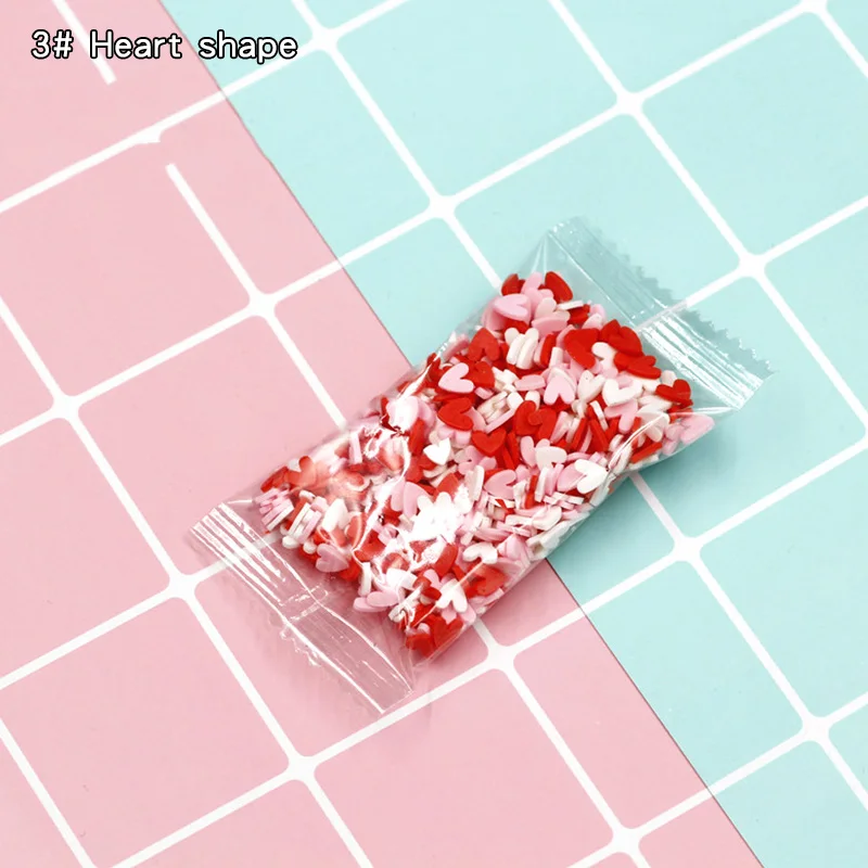 3 Heart shape DIY Кристалл грязи моделирование Мороженое Торт украшения разбрызгивает наполнитель глины поддельные Конфеты Имитация сладостей сахарная игла слизи наполнитель - Цвет: 3 Heart shape