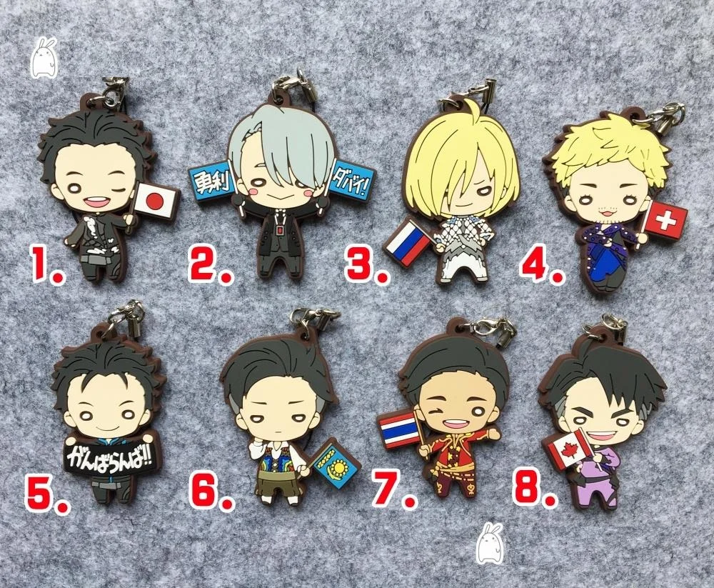 Yuri! На льду аниме Nikiforov Victor Katsuki Yuuri Plisetsky Yuri Beaneye Национальный флаг 3-й вер резиновый