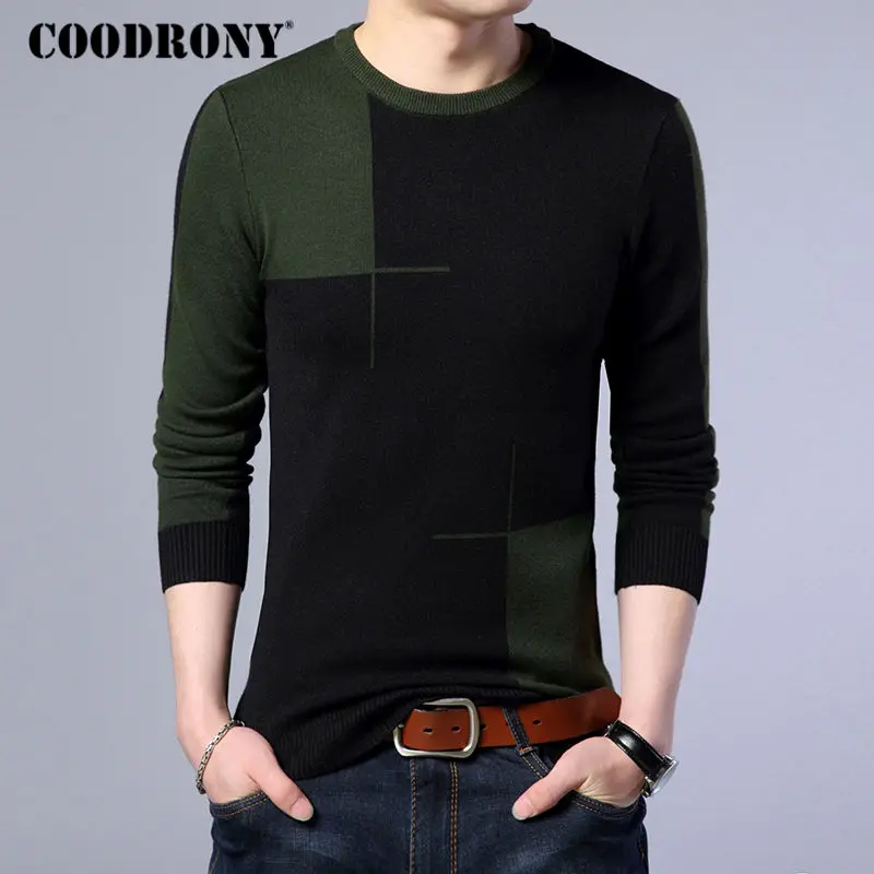 COODRONY, новинка, Осень-зима, толстый теплый кашемировый свитер, Мужской Повседневный пуловер с круглым вырезом, мужские брендовые пуловеры, мужские шерстяные свитера 7185