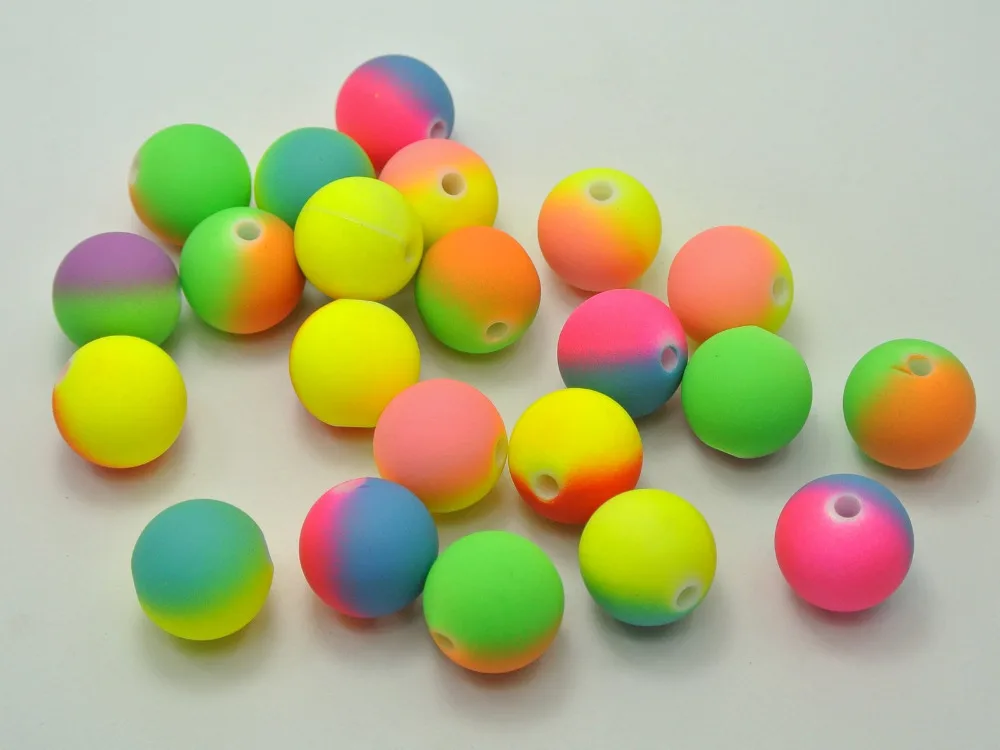 30 Разноцветные Неоновые бусины акриловые Круглые 16 мм (0 63 дюйма) резиновый