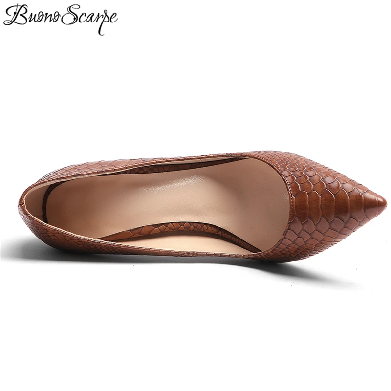 Buono Scarpe/женские туфли на высоком каблуке из змеиной кожи Женские День Валентина