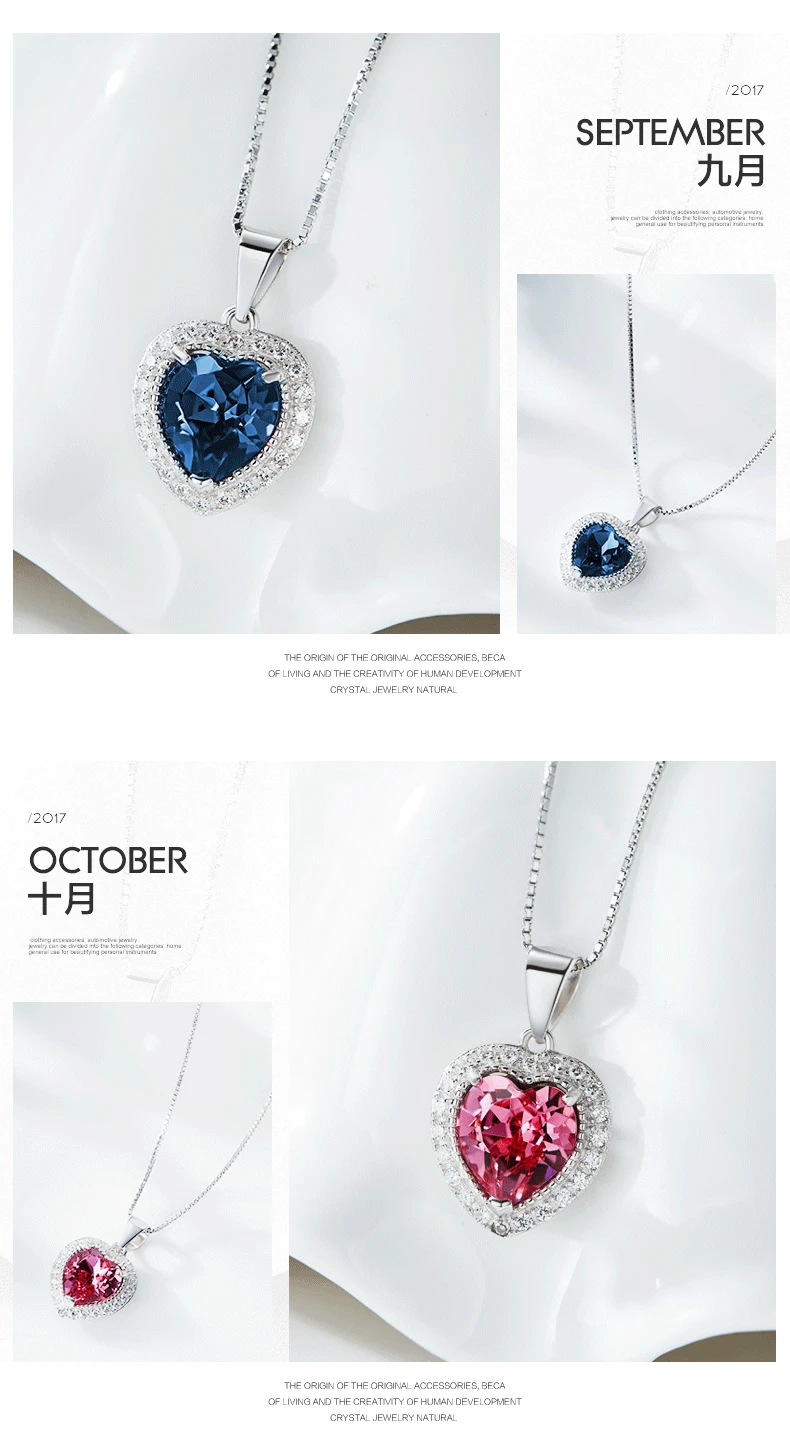 CDE 925 пробы ожерелье украшено кристаллами Swarovski Кулон ожерелье сердце ожерелье Любовь Ювелирные изделия воротник ювелирные изделия