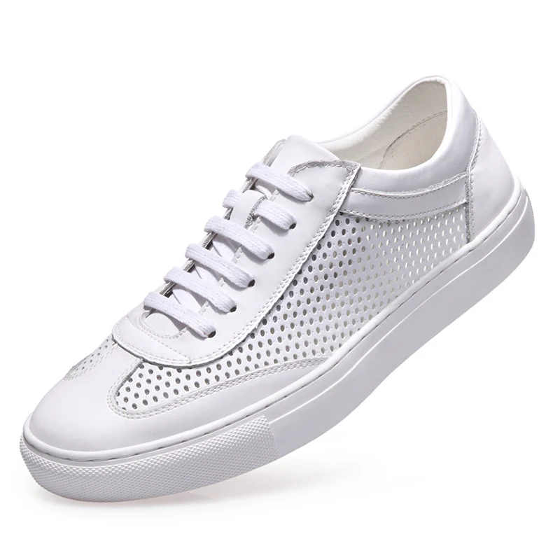 Voollcci New 2018 Men Casual Shoes Leather Summer Breathable Holes Luxury Brand Flat for Genuine Oxford Man | Обувь