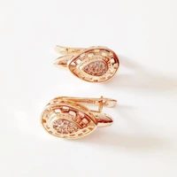 vintage women earrings luxury white rhinestone rose 585 gold color fashion jewelry