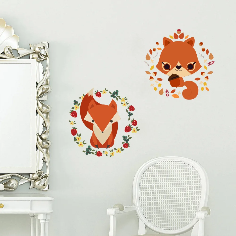 Настенные наклейки с лисой из мультфильма для туалета детская комната детский